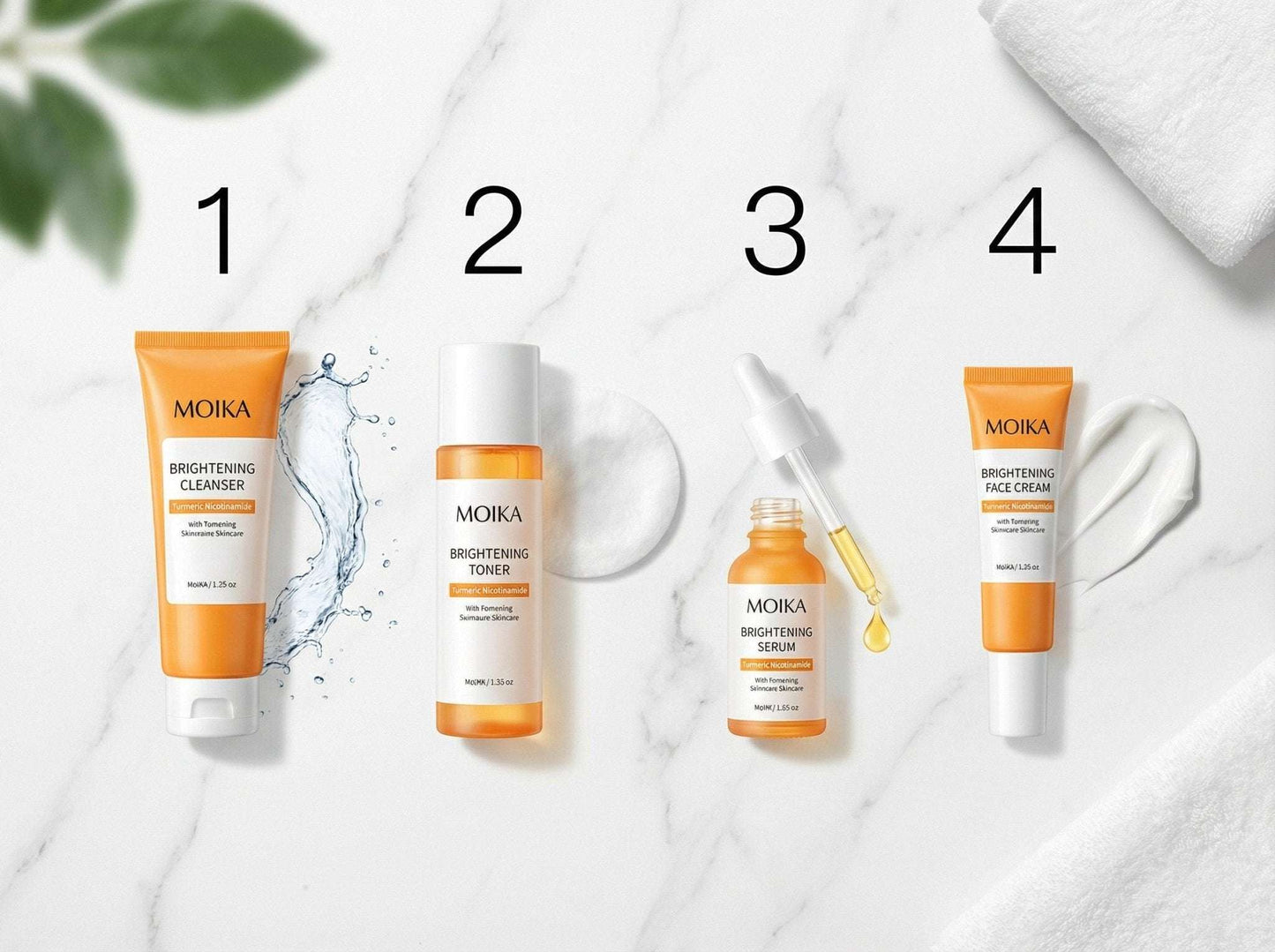 Turmeric & Niacinamide Brightening 4-Piece Skincare Set - Unica Beauty Essentials