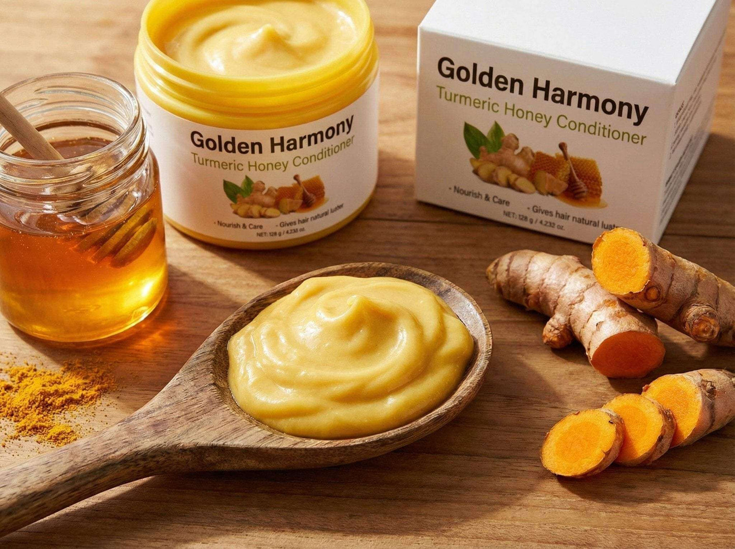 ✨ Golden Harmony Turmeric & Honey Conditioner – Nourish, Strengthen & Shine.